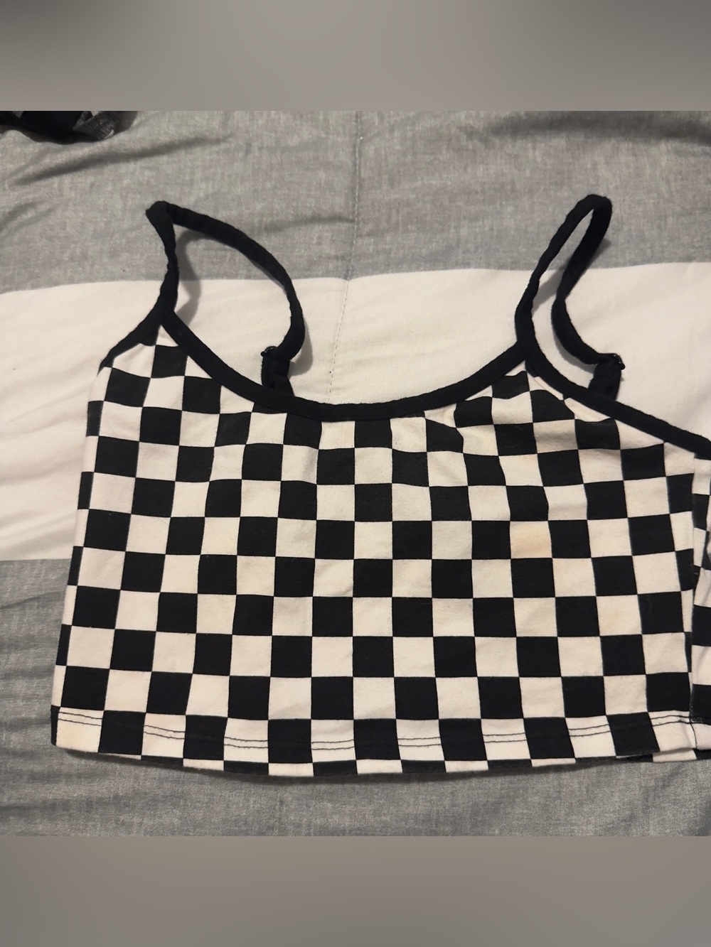Forever 21 Black and White Checkerboard Crop Tank
